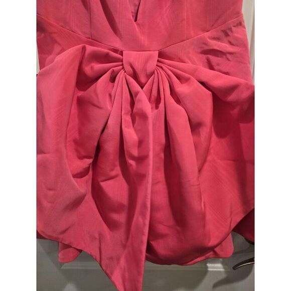 Bardot Annabelle Bow Plunge Neck Mini Dress Candy Pink Size 12 XXL MSRP $169 NWT - Picture 8 of 16